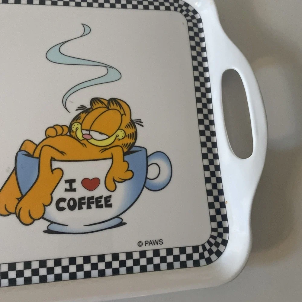 Vintage Paws Garfield The Cat Double Handle Serving Tray I Love Coffee